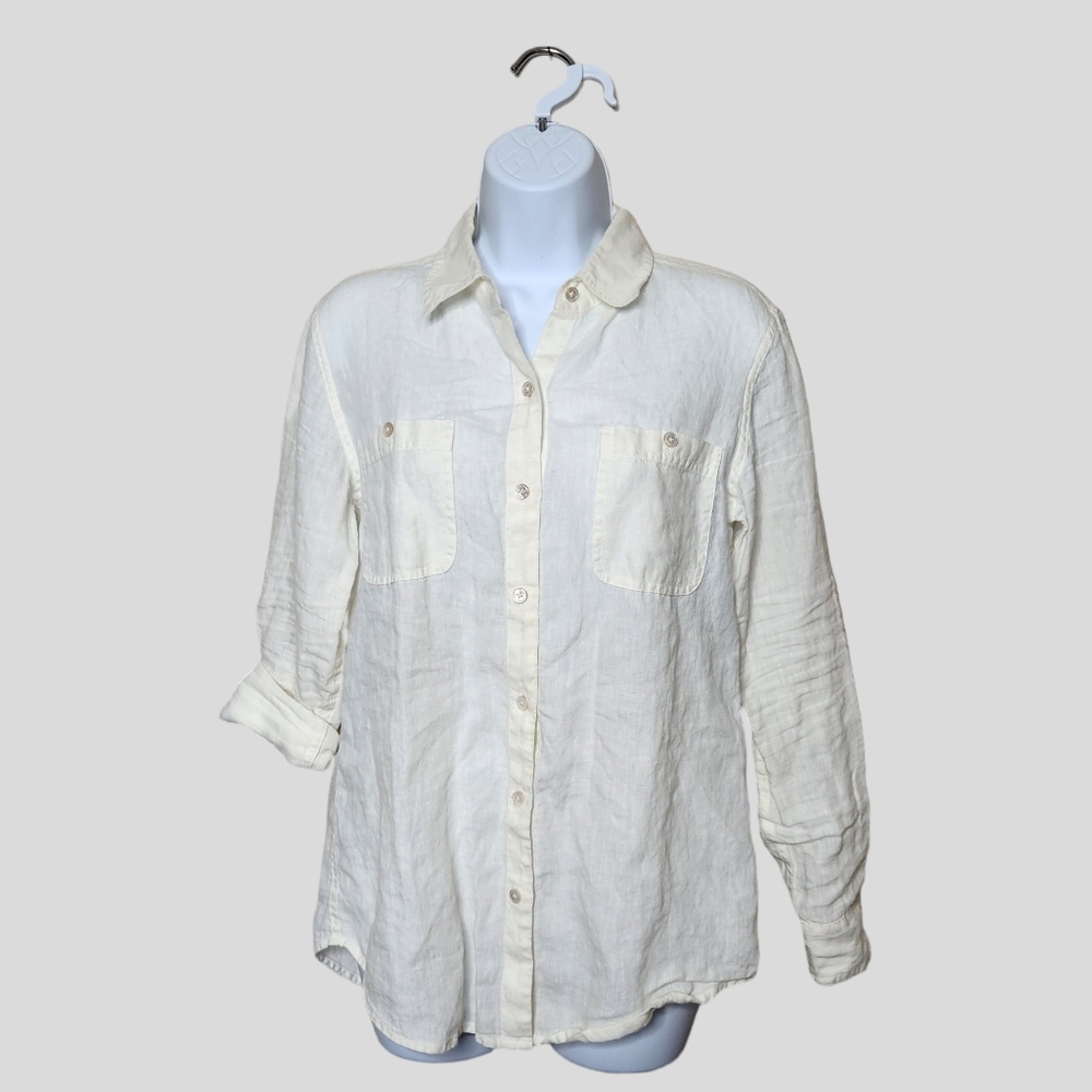 Tommy Bahama White Classic Linen Long Sleeve Shirt